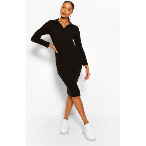 Robe Pull En Maille Côtelée À Col Polo - S - boohoo - Modalova