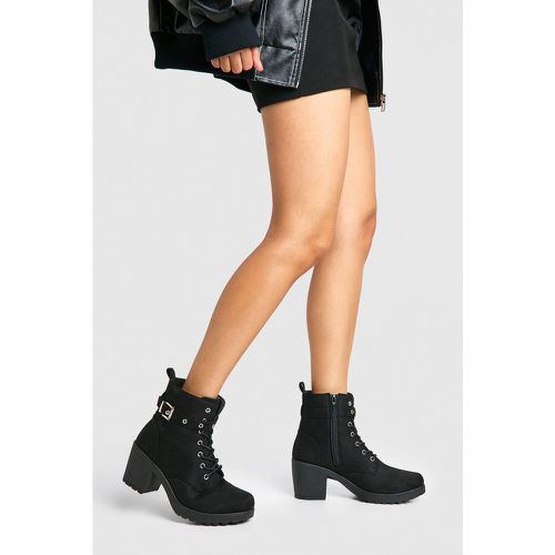 Bottines Motardes À Lacets Montants - Pointure Large - 5 - boohoo - Modalova