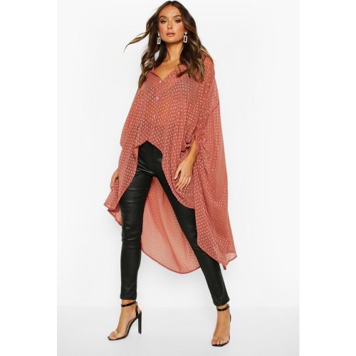 Chemise Longue En Mousseline De Soie Effet Plumetis - 36 - boohoo - Modalova