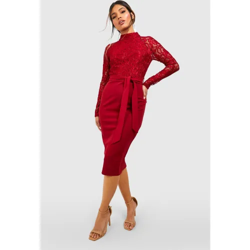 Robe Mi-Longue À Col Montant Et Manches Longues - 34 - boohoo - Modalova