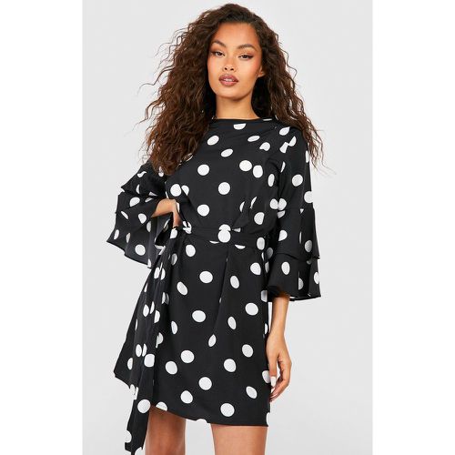 Robe Patineuse Volantée À Imprimé Pois - 40 - boohoo - Modalova