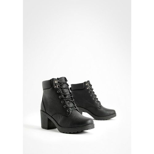 Bottines Motardes À Talon Carré - Pointure Large - 37 - boohoo - Modalova