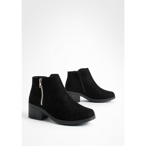 Bottes Chelsea Zippées À Talon Carré - 36 - boohoo - Modalova