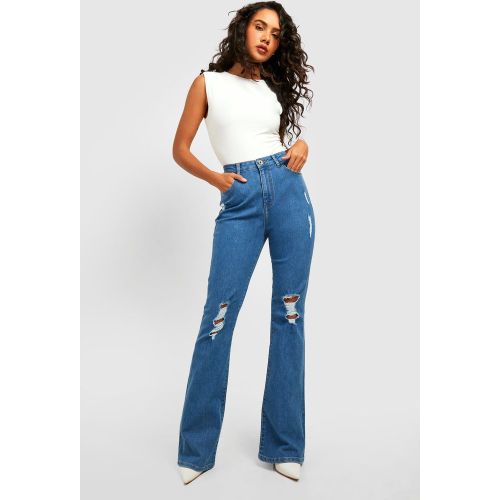 Jean Flare Basique À Taille Haute Et Déchirures - 34 - boohoo - Modalova