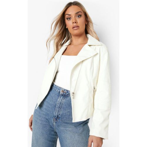 Grande Taille - Veste De Motard - Blanc Écru - 44, Blanc Écru - boohoo - Modalova