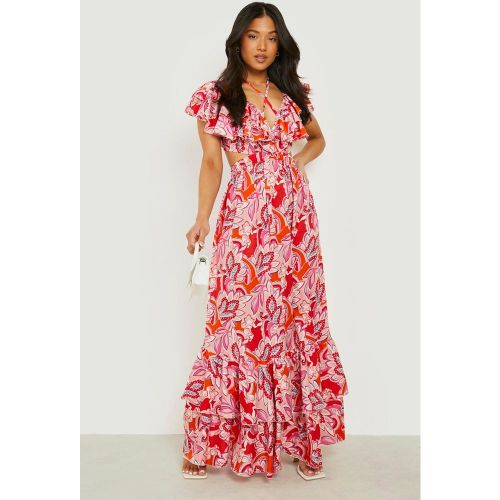 Petite" - Robe Longue Volantée À Imprimé Cachemire - 36 - boohoo - Modalova
