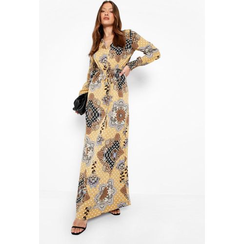 Robe Longue Imprimée À Ourlet Volanté - 38 - boohoo - Modalova