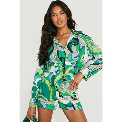 Ensemble À Imprimé Abstrait Avec Chemise Et Short - 42 - boohoo - Modalova
