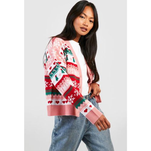 Cardigan De Noël En Jacquard - L - boohoo - Modalova