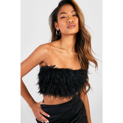 Crop Top Bandeau À Plumes - 34 - boohoo - Modalova