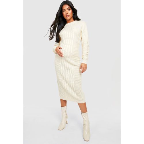 Maternité - Robe Mi-Longue De Grossesse En Maille Torsadée - 44 - boohoo - Modalova