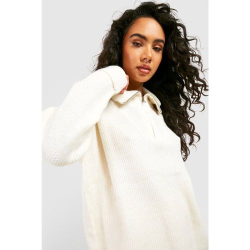 Ensemble En Maille Avec Sweat Zippé Et Pantalon Large - Blanc Écru - Xl, Blanc Écru - boohoo - Modalova