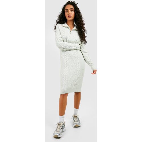 Robe Pull En Maille Torsadée À Col Zippé - 40 - boohoo - Modalova