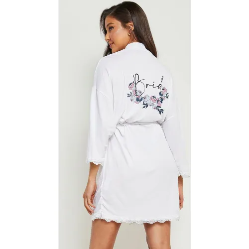 Robe De Chambre Pour La Mariée À Imprimé Bride - 34 - boohoo - Modalova