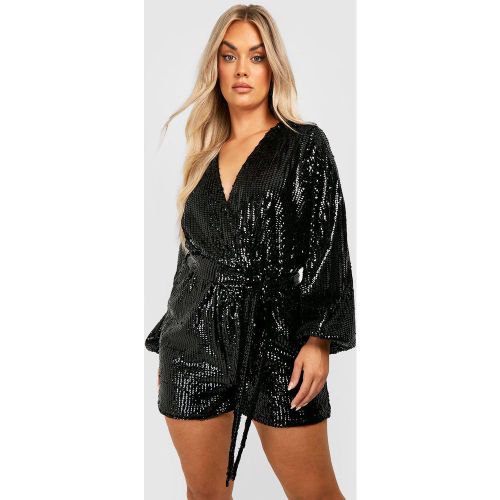 Grande Taille - Combishort Ample En Velours Pailleté - 56 - boohoo - Modalova