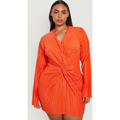 Grande Taille - Robe Chemise Nouée Plissée - 44 - boohoo - Modalova