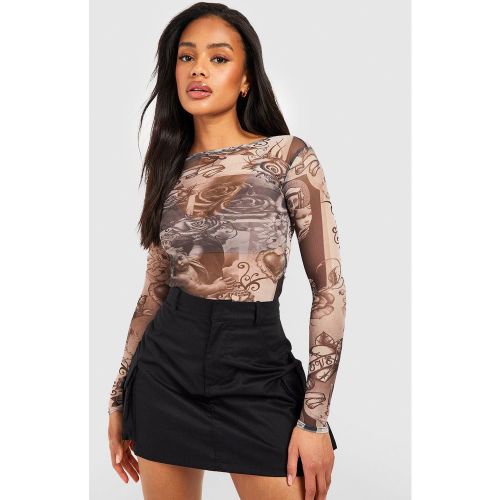 Top Imprimé En Mesh - 36 - boohoo - Modalova