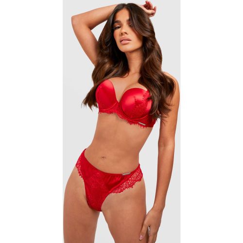 Soutien-Gorge Push-Up Satiné À Dentelle - 38C - boohoo - Modalova