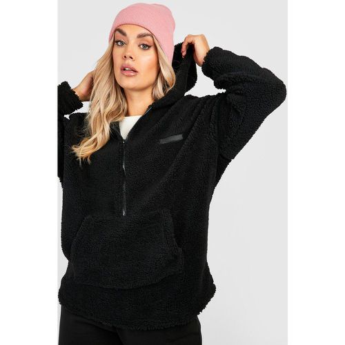 Grande Taille - Sweat À Capuche À Col Zippé En Polaire Premium - 46 - boohoo - Modalova