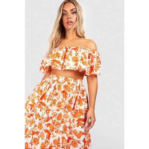 Grande Taille - Ensemble Fleuri Avec Top À Épaules Dénudées Et Jupe Longue - boohoo - Modalova