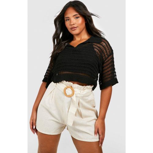 Grande Taille - Short Paperbag À Boucle En Raphia - 50 - boohoo - Modalova