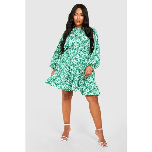 Grande Taille - Robe Imprimée À Volants - 44 - boohoo - Modalova