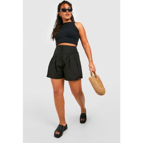 Grande Taille - Short Plissé En Lin - 52 - boohoo - Modalova