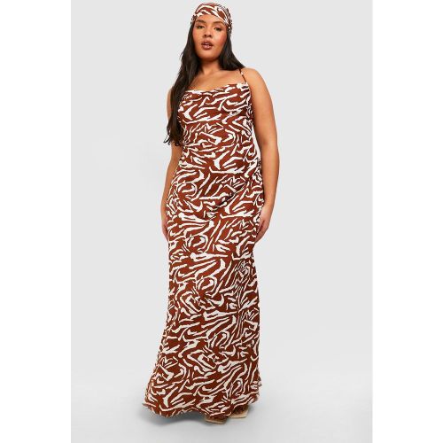 Grande Taille - Ensemble Zébré Avec Robe Longue Et Foulard - 44 - boohoo - Modalova