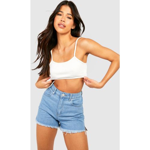 Tall" - Mini Short En Jean À Ourlet Effiloché - 44 - boohoo - Modalova