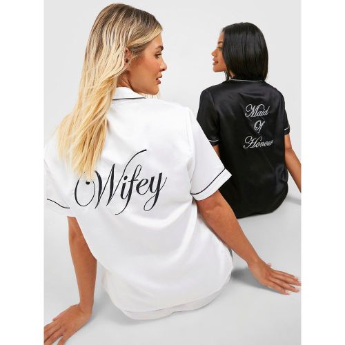 Pyjama De Mariée À Slogan Wifey - 38 - boohoo - Modalova