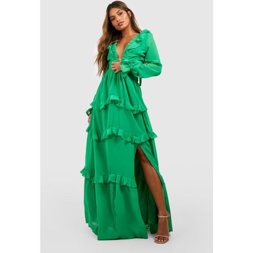 Robe Longue Tissée Volantée - 36 - boohoo - Modalova