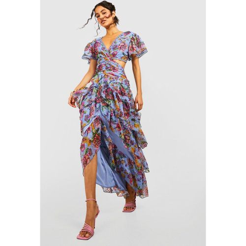 Robe Longue Fleurie À Volants - 42 - boohoo - Modalova