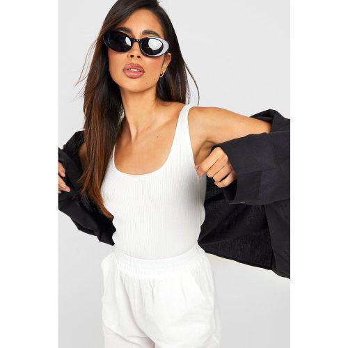 Crop Top Côtelé À Col Carré - M - boohoo - Modalova