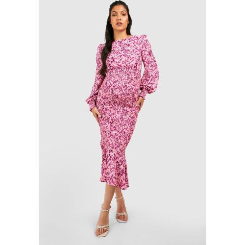 Maternité - Robe De Grossesse Mi-Longue Froncée Fleurie - 36 - boohoo - Modalova