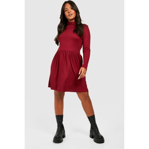 Grande Taille - Robe Patineuse Côtelée À Col Roulé - 46 - boohoo - Modalova