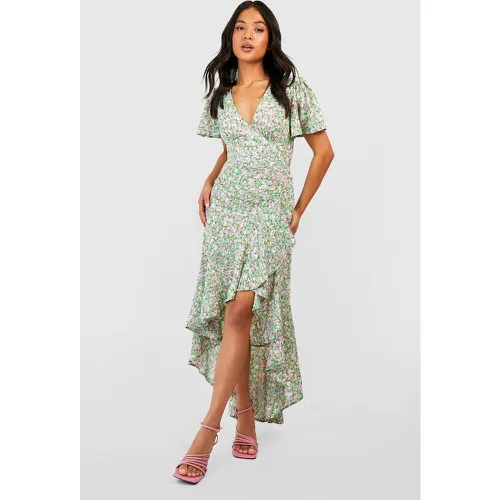 Petite" - Robe Portefeuille Mi-Longue Fleurie - 42 - boohoo - Modalova