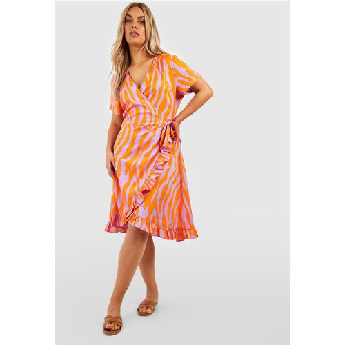 Grande Taille - Robe Portefeuille À Imprimé Tigre - 50 - boohoo - Modalova