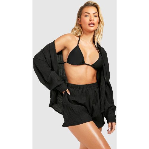 Ensemble De Plage Texturé Avec Chemise Et Short - M - boohoo - Modalova