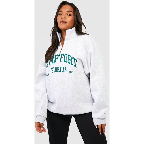 Grande Taille - Sweat Universitaire À Col Zippé - 50 - boohoo - Modalova