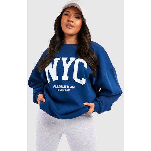 Grande Taille - Sweat Oversize Universitaire N.Y.C - boohoo - Modalova