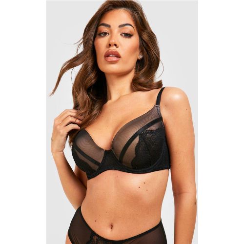 Soutien-Gorge Push-Up En Mesh Et Dentelle - 34E - boohoo - Modalova