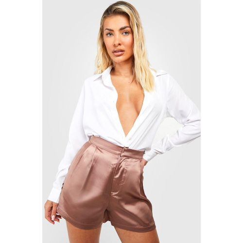 Short Satiné Taille Haute - 34 - boohoo - Modalova