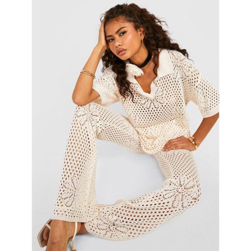 Ensemble Fleuri En Maille Avec Tunique Et Pantalon Large - S - boohoo - Modalova