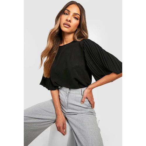 Blouse Plissée - Noir - 38, Noir - boohoo - Modalova