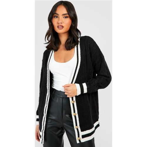 Cardigan Boyfriend En Maille Torsadée - M - boohoo - Modalova