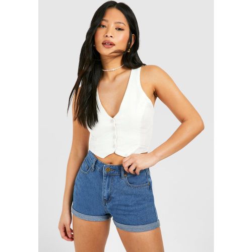 Petite" - Short Mi-Long En Jean Taille Haute - 36 - boohoo - Modalova