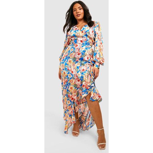 Grande Taille - Robe Longue Fleurie À Volants - 46 - boohoo - Modalova