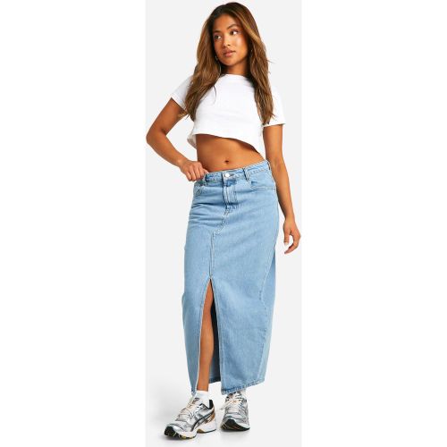 Petite" - Jupe Longue Fendue En Jean - 32 - boohoo - Modalova