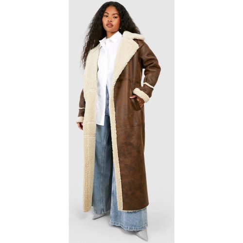 Manteau Aviateur Long Effet Vintage - 36 - boohoo - Modalova