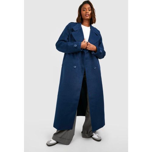 Manteau Long Croisé En Laine - 38 - boohoo - Modalova